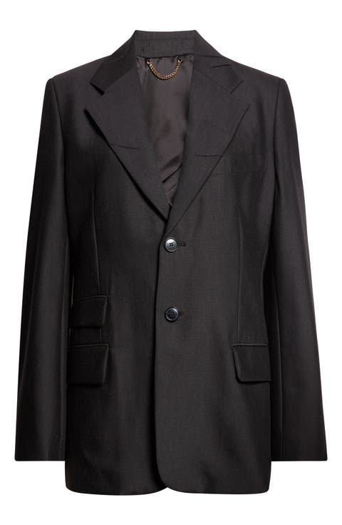Single Breasted Virgin Wool Blend Suiting Blazer