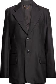Victoria Beckham Single Breasted Virgin Wool Blend Suiting Blazer