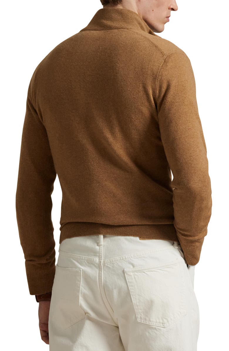 Polo Ralph Lauren Regular Fit Wool Quarter Zip Sweater, Alternate, color, Latte Brown Heather