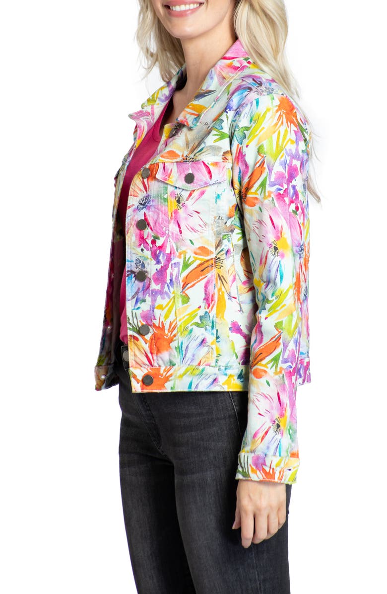 APNY Watercolor Floral Print Denim Jacket, Alternate, color, 