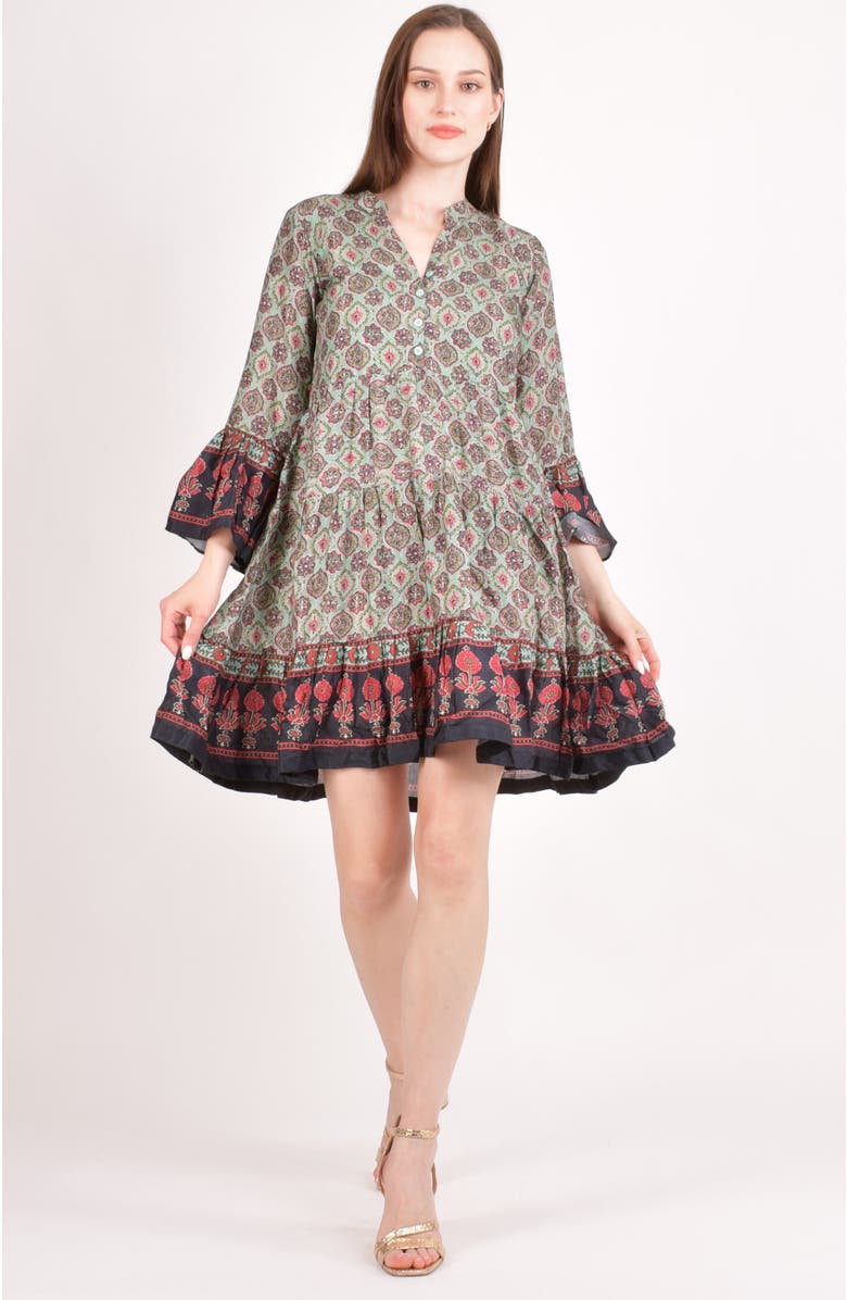 RAAS Juniper Ajrakh Print Mini Dress, Alternate, color, Green
