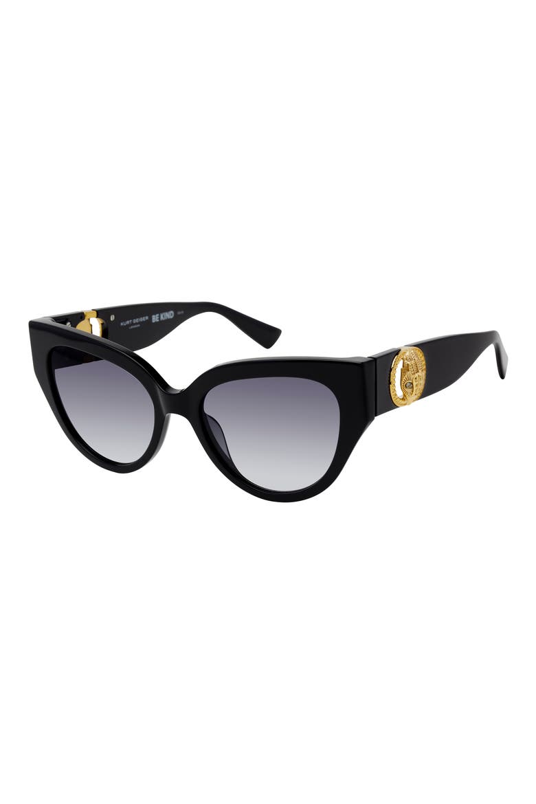 54mm Cat Eye Sunglasses, Alternate, color, BLACK/ SMOKE GRADIENT