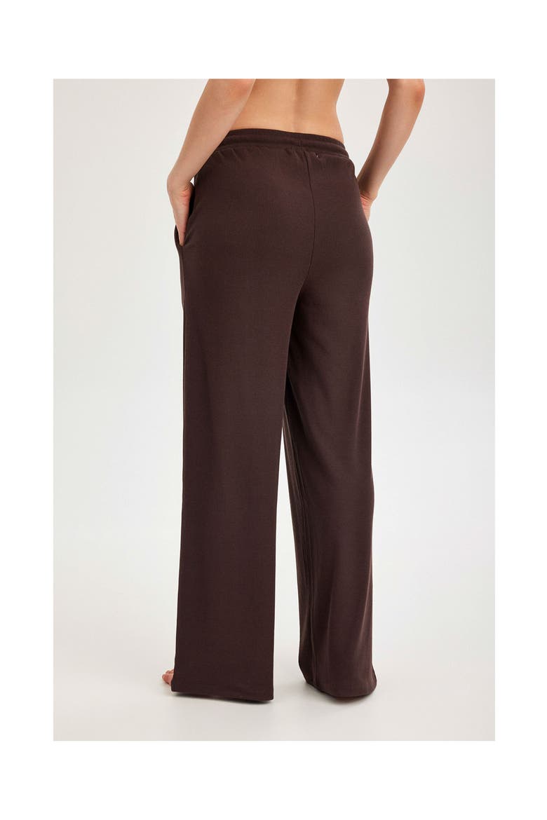 Summer Lounge Ribbed Wide Leg Pant, Alternate, color, Brown