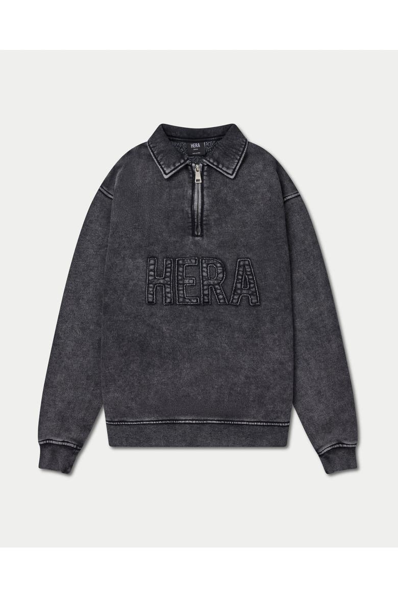 Faded Long Sleeve  1/4 Zip Sweatshirt, Alternate, color, Washed Black