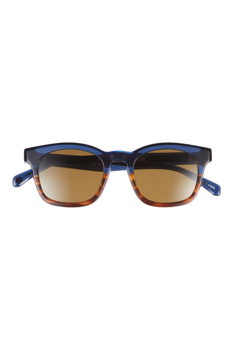 Humble Narrator 49mm Small Polarized Square Sunglasses, Main, color, NAVY AMBER CRYSTAL / BROWN