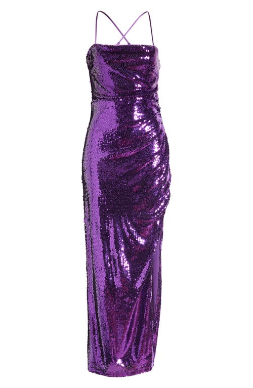 Lulus Keep It Sparkly Sequin Sleeveless Gown In Purple