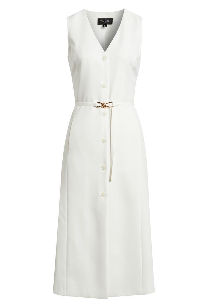 Sleeveless Belted Midi Dress, Alternate, color, IVORY