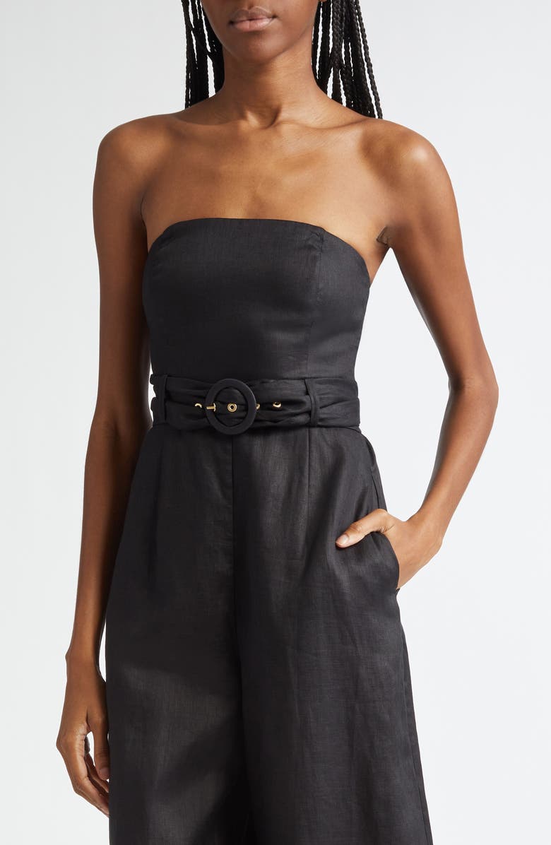 Zimmermann Golden Belted Linen Jumpsuit, Alternate, color, 
