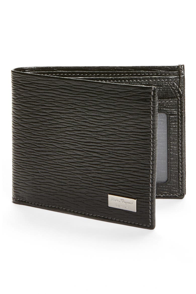 Stamped Calfskin Leather Wallet, Main, color, BLACK