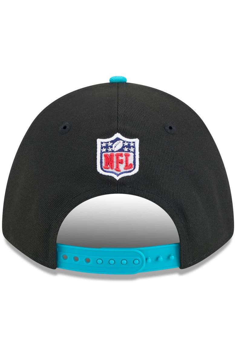 Men's New Era Black/Aqua Miami Dolphins 2025 NFL Draft 9FORTY A-Frame M-Crown Adjustable Hat, Alternate, color, Black