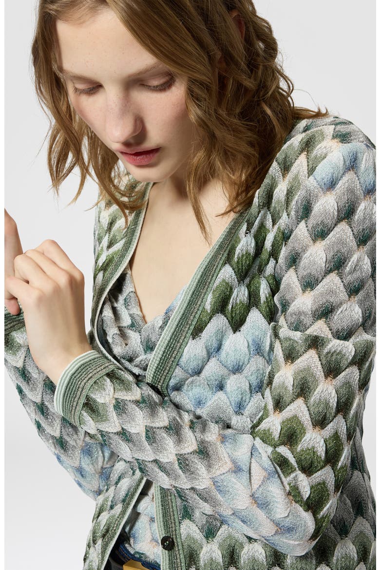 Metallic Lace Stitch Cardigan, Alternate, color, GREEN MULTI