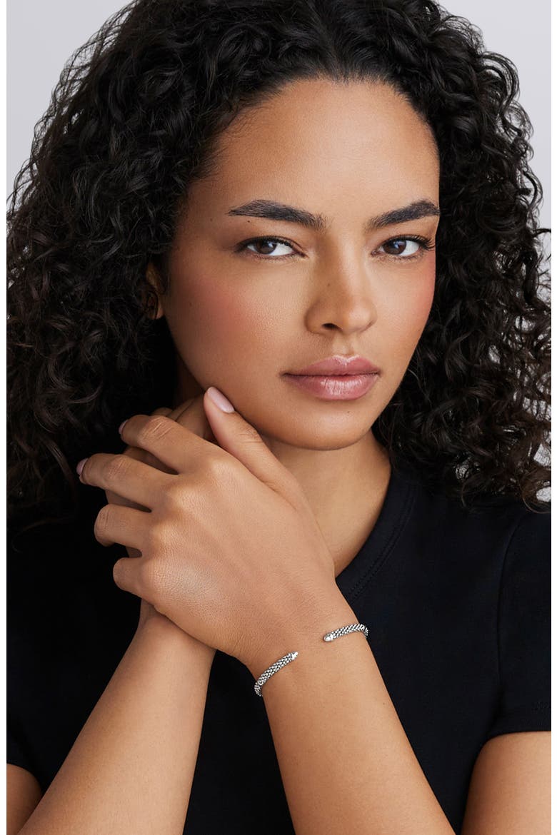 Silver Caviar Beaded Mini Versa Torque Bracelet, Alternate, color, SILVER