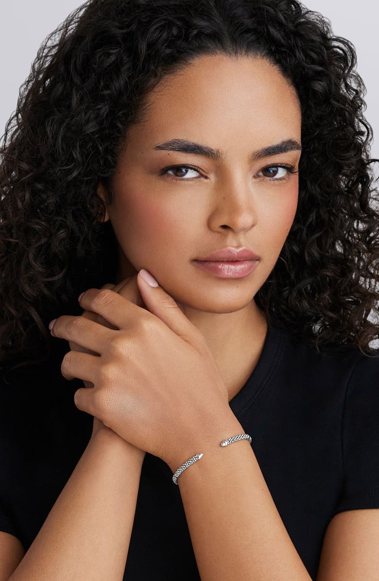 LAGOS Silver Caviar Beaded Mini Versa Torque Bracelet, Alternate, color, Silver