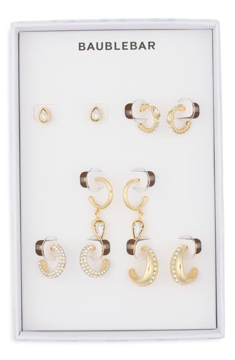 Pavé Crystal Set of 5 Earrings