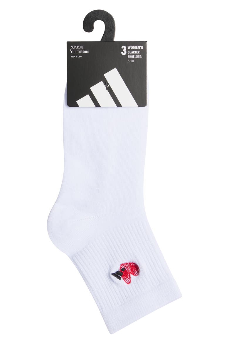 With Love 3-Pack Assorted Quarter Socks, Alternate, color, WHITE/ BLACK/ BETTER SCARLET