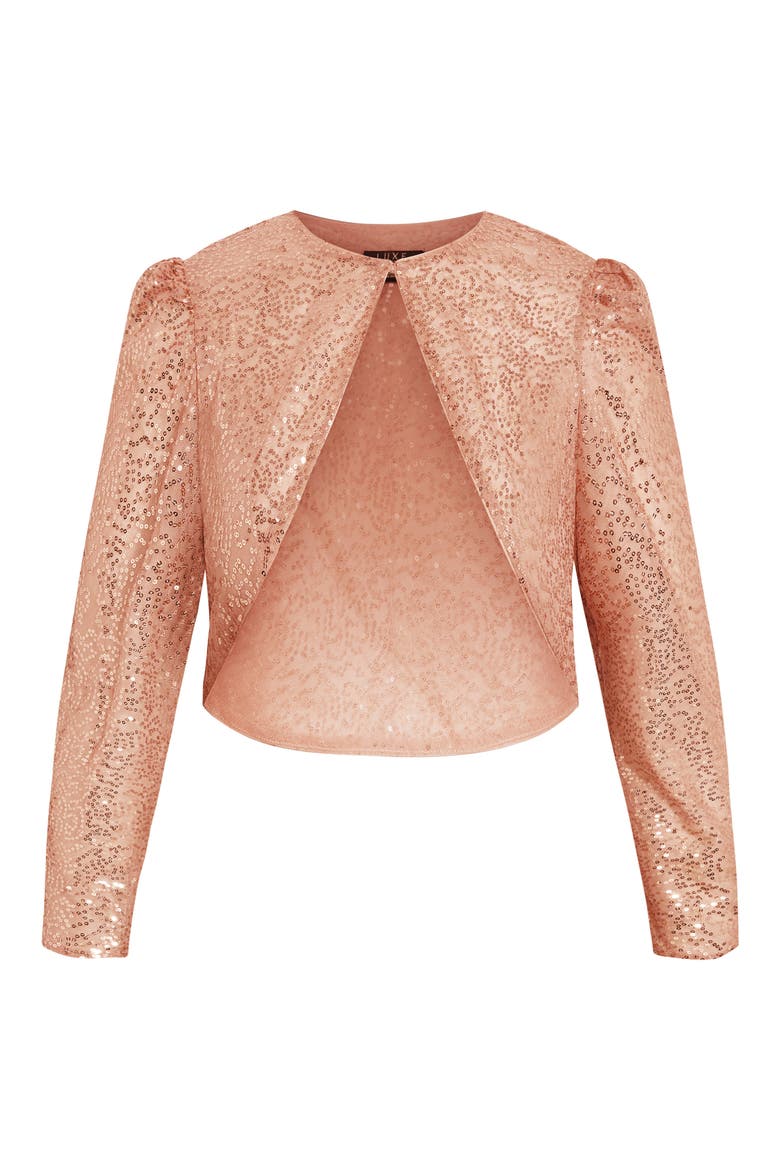 The Camila Sequin & Satin Bolero, Alternate, color, GOLD