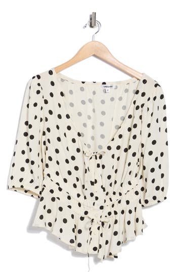 Vigoss Polka Dot Peplum Top In Neutral