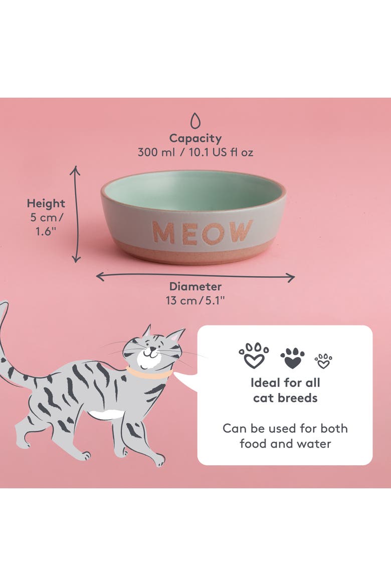 Meow Cat Bowl, 5.1 Inches, 10.1oz, Food & Water Dish, Alternate, color, Multicolored