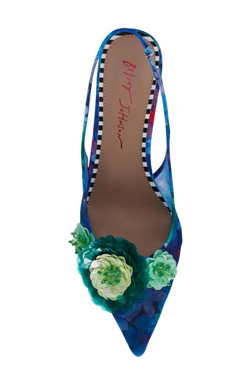 Shop Betsey Johnson Audree Pointed Toe Slingback Pump In Blue Floral
