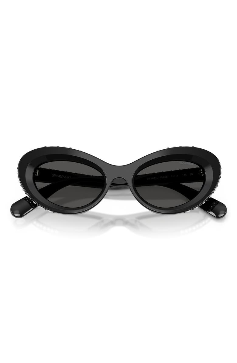 Swarovski 51mm Cat Eye Sunglasses, Alternate, color, Black / Dark Grey