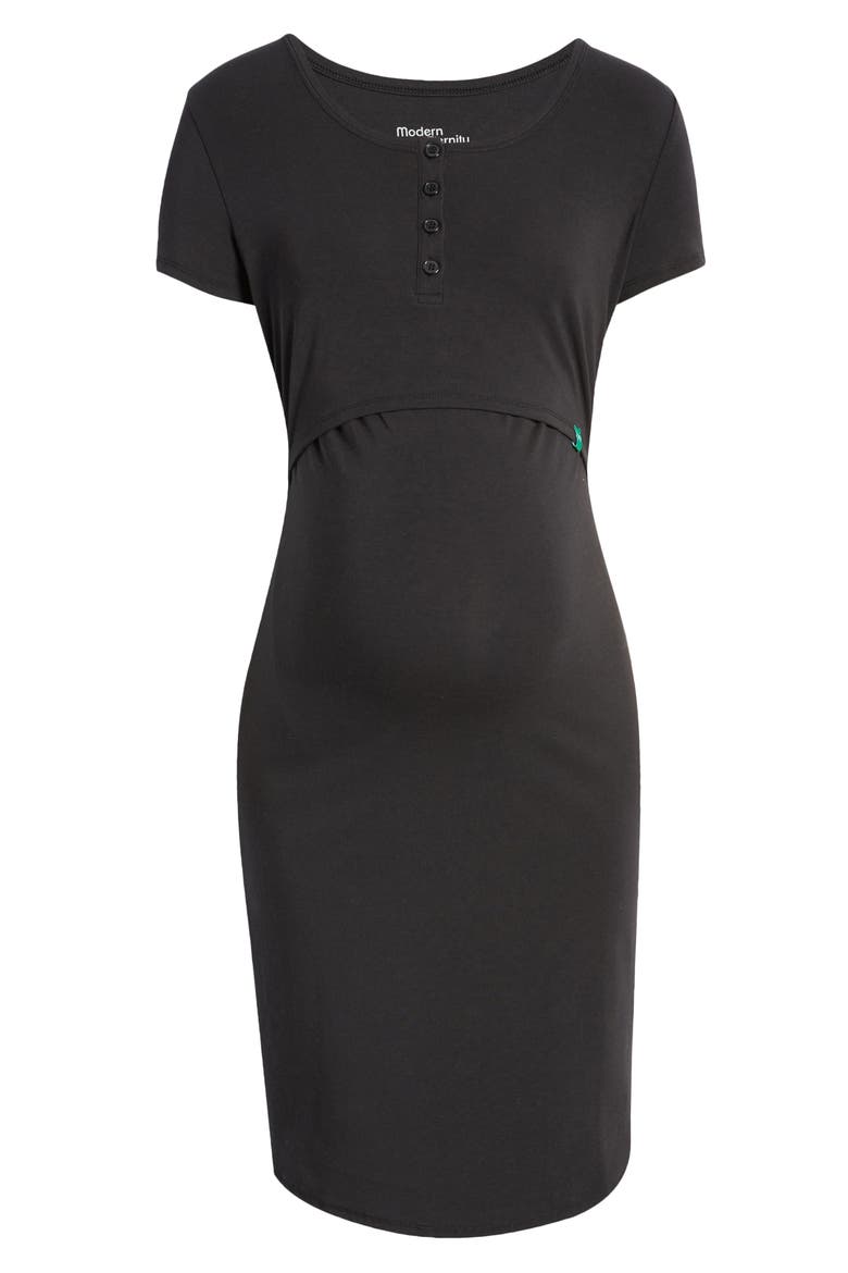 Maternity Juliet Nursing Dress, Alternate, color, JET BLACK