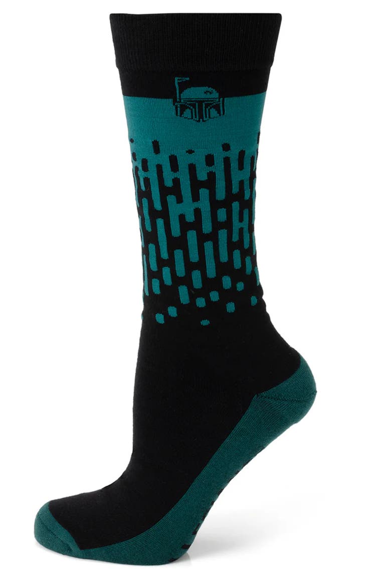 Boba Fett Crew Socks & Lapel Pin Set, Alternate, color, GREEN MULTI
