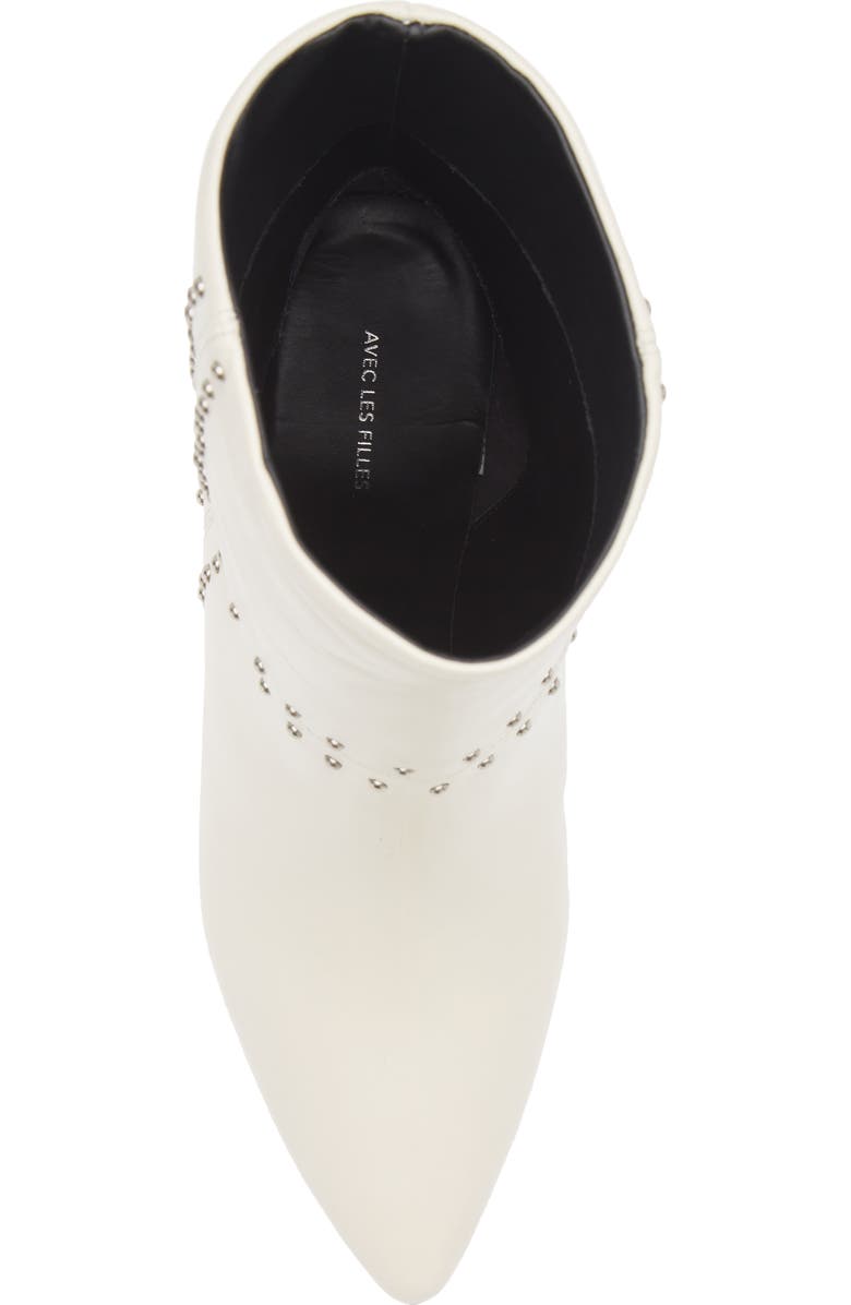 Avec Les Filles Ada Studded Pointed Toe Genuine Suede Bootie, Alternate, color, Ivory