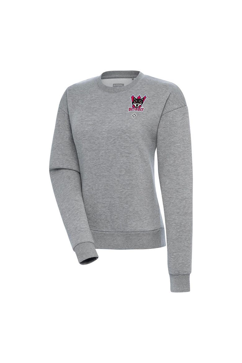 Women's Antigua Heather Gray Detroit Wolves Victory Crewneck Pullover Sweatshirt, Main, color, Heather Gray