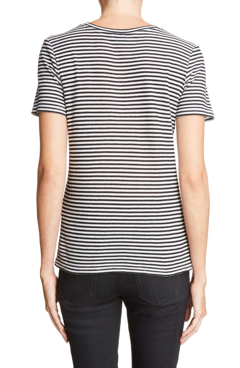 Saint Laurent Logo Stripe Tee, Alternate, color, 