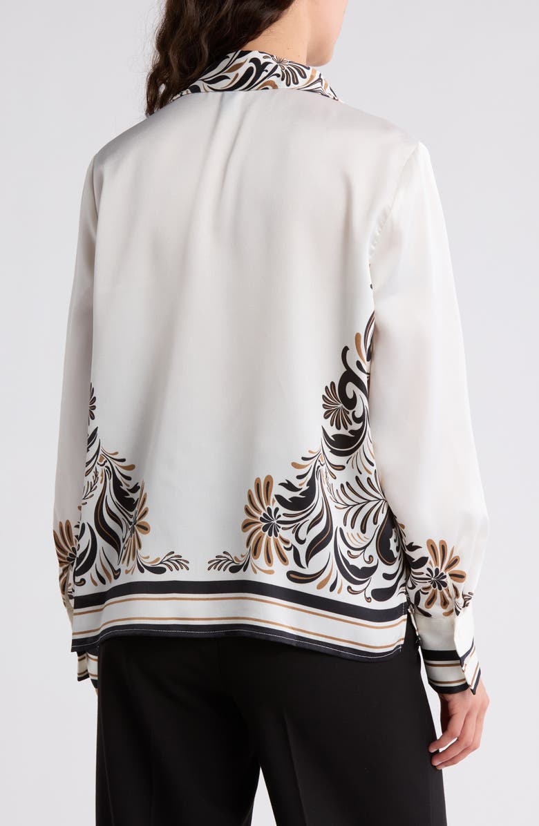 Ellen Tracy Placed Print Long Sleeve Button-Up Shirt, Alternate, color, Marshmallow/ Black Floral