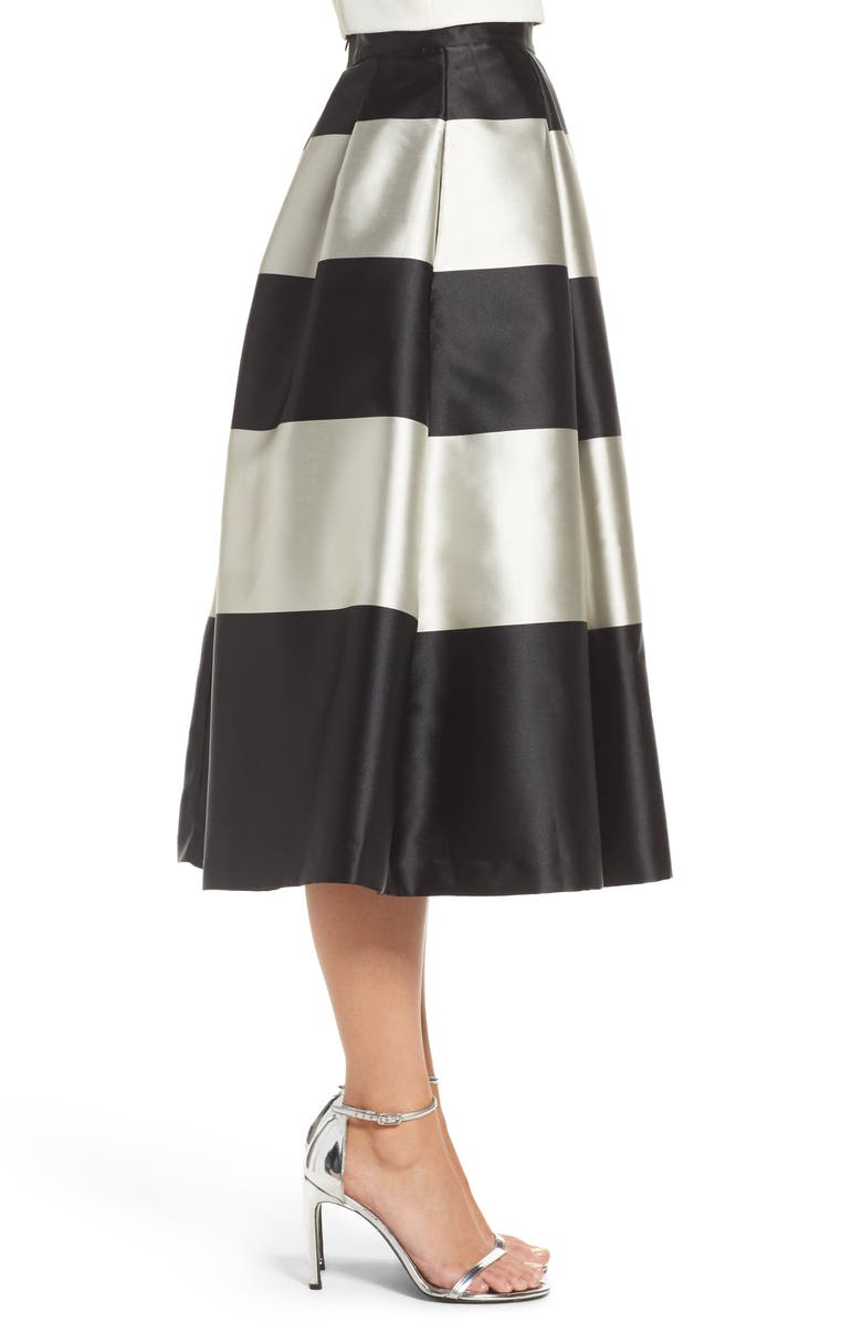 Eliza J Stripe Pleated Midi Skirt, Alternate, color, 