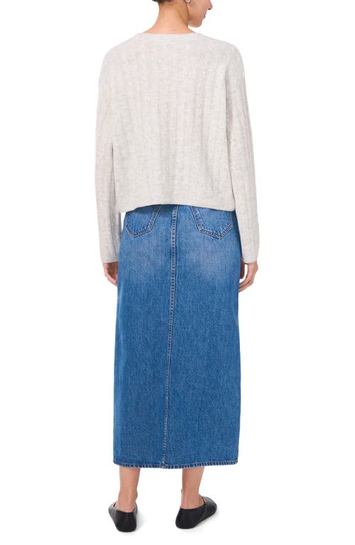 1.state Mixed Stitch Crewneck Sweater In Silver Heather