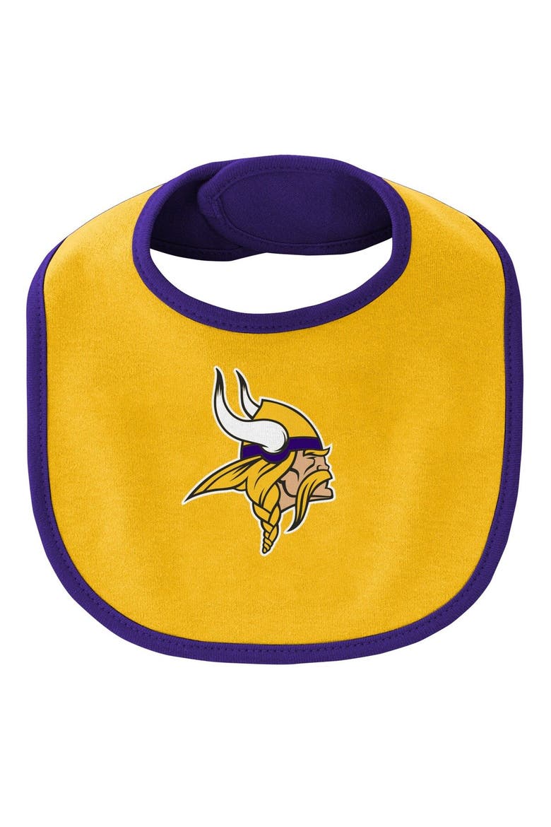 Newborn & Infant Purple/Gold Minnesota Vikings Little Champ Three-Piece Bodysuit Bib & Booties Set, Alternate, color, Purple