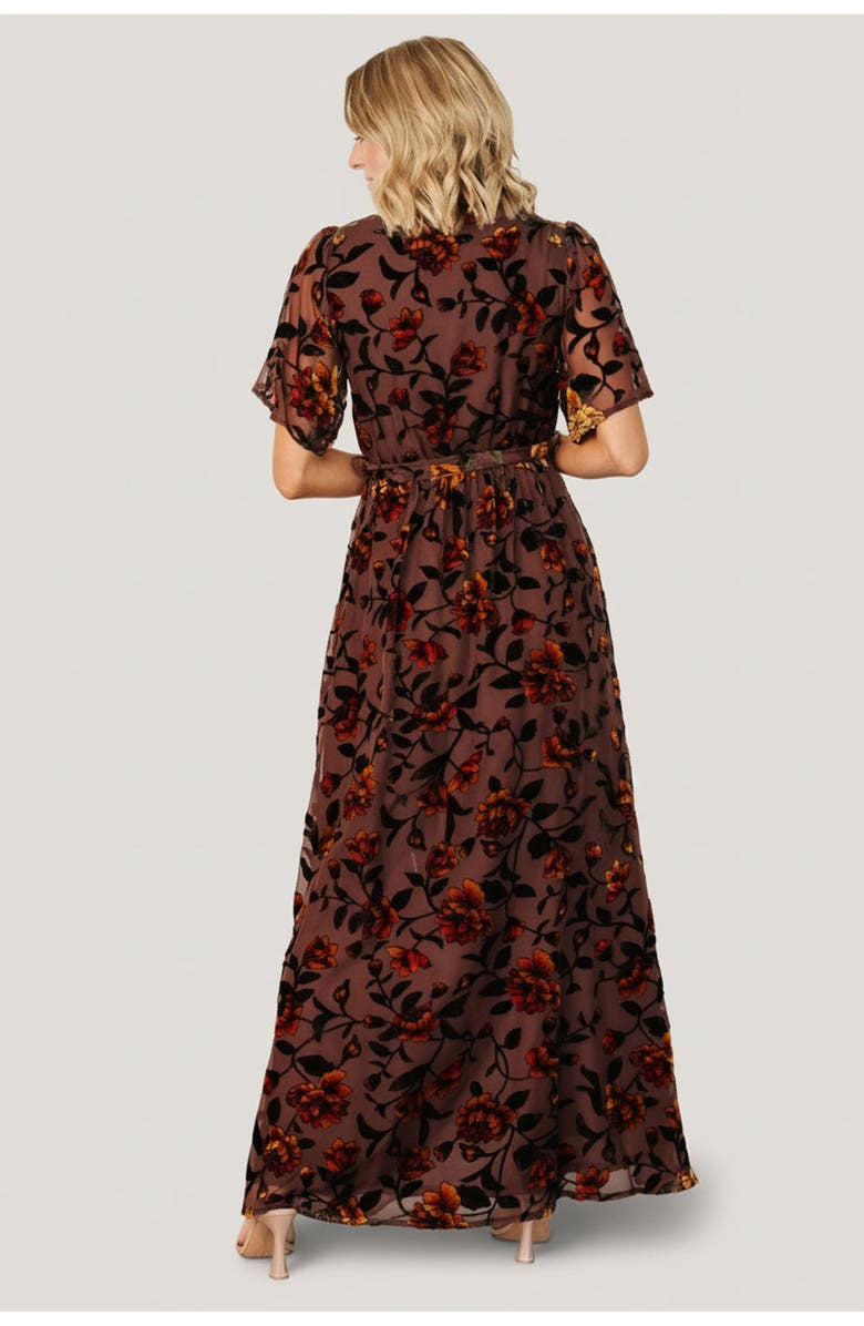 Baltic Børn Uma Velvet Maxi Dress, Alternate, color, Clove + Amber Floral