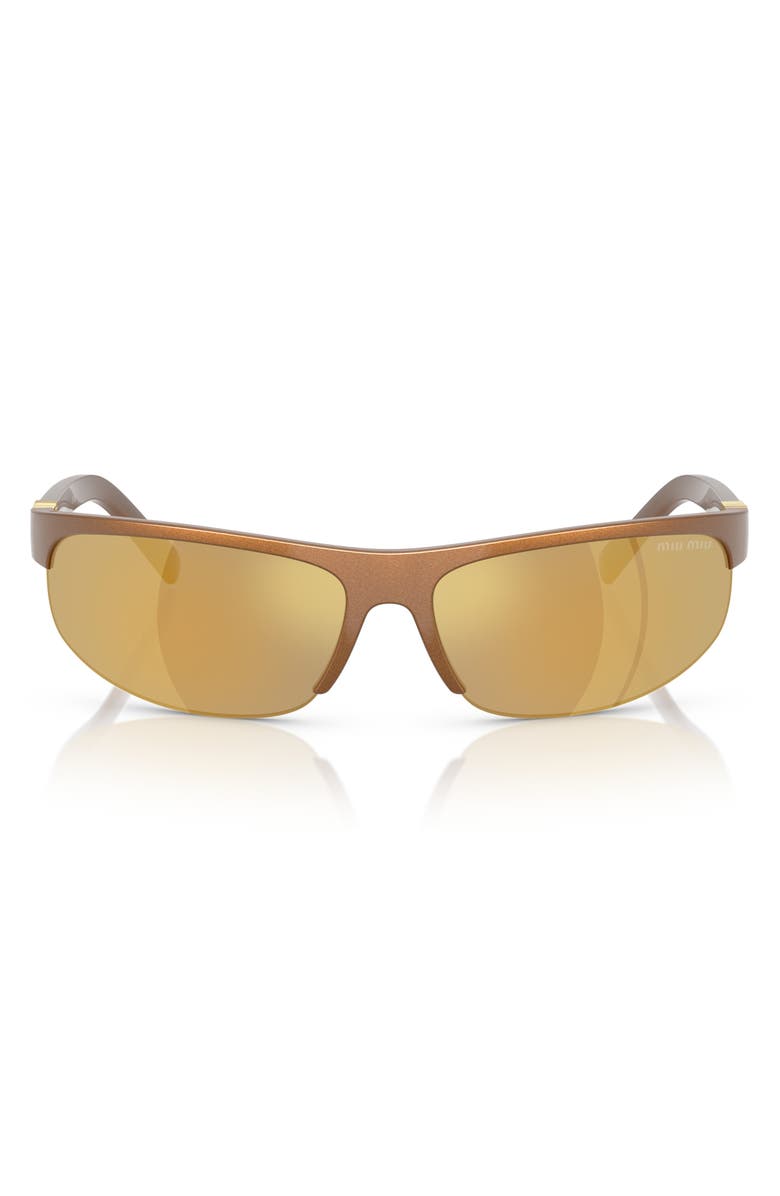 Miu Miu 70mm Oversize Oval Semirimless Sunglasses, Alternate, color, Brown Mirror