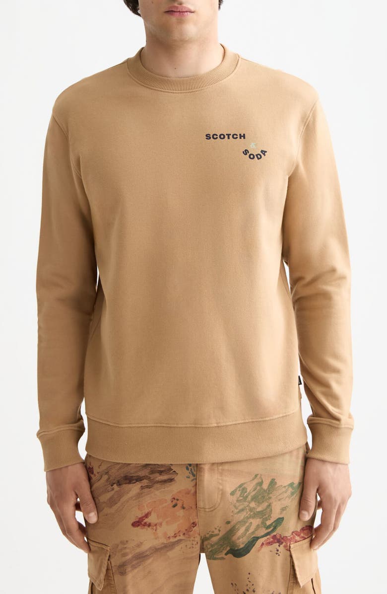 Scotch & Soda Artwork Logo Sweatshirt, Main, color, Tannin