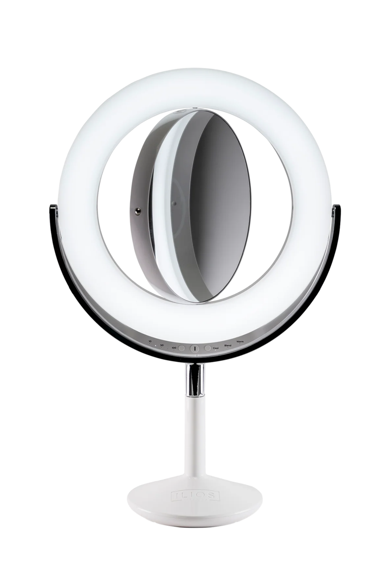 Beauty Ring Brightness-Controlled Dual-Magnification Makeup Mirror, Alternate, color, White