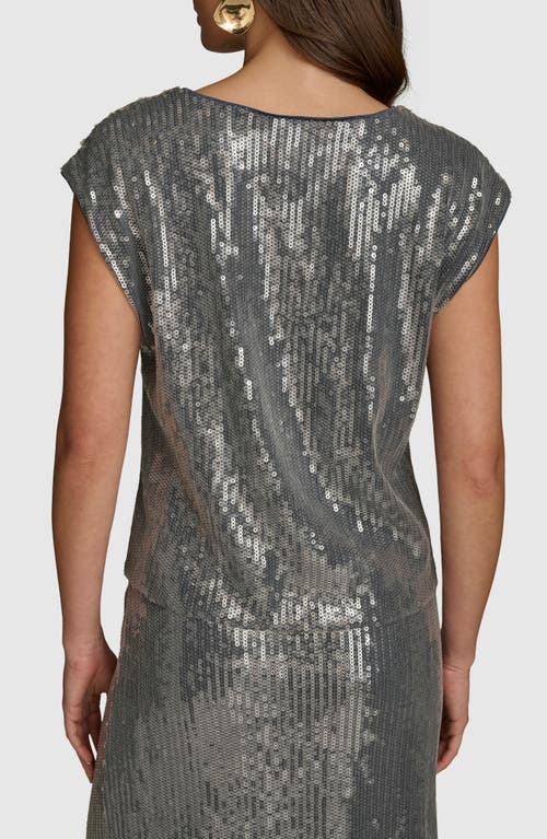 Donna Karan New York Sparkle Mesh Top In Storm Blue