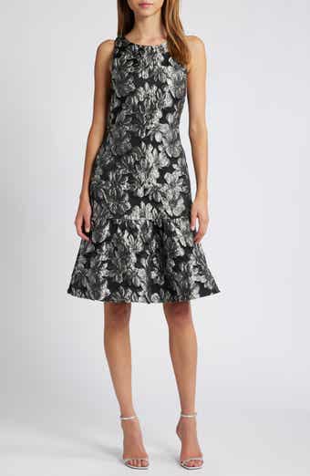 Julia Jordan Metallic Floral Jacquard Sleeveless Dress