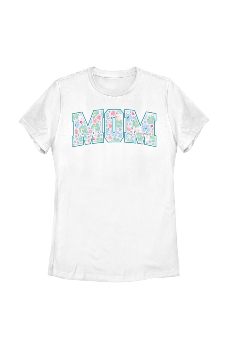 Minnie Mouse Women's Minnie Mouse Mom Collegiate Pastel Flowers  Graphic T-Shirt, Main, color, White