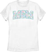 Minnie Mouse Women's Minnie Mouse Mom Collegiate Pastel Flowers  Graphic T-Shirt