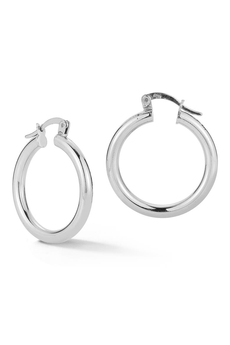 Sterling Silver Tube Hoop Earrings, Main, color, SILVER