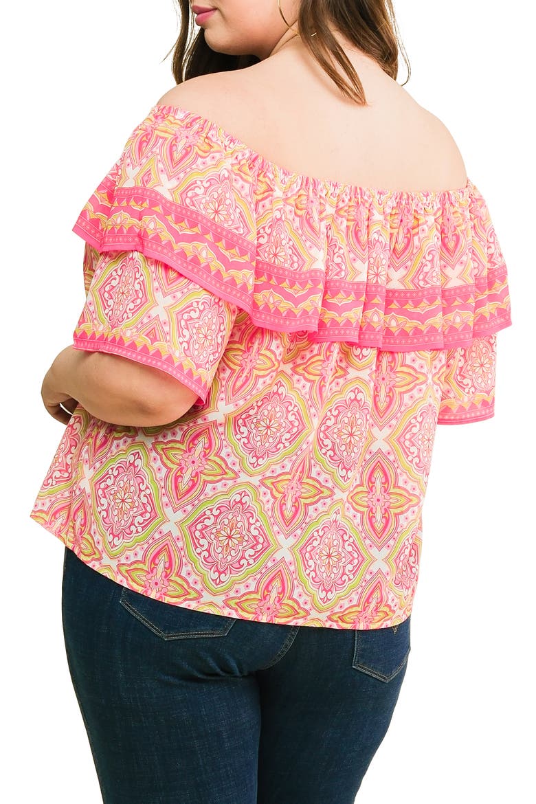 Off-the-Shoulder Top, Alternate, color, FUCHSIA LIME
