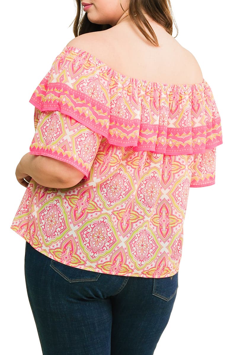 FLYING TOMATO Off-the-Shoulder Top, Alternate, color, Fuchsia Lime