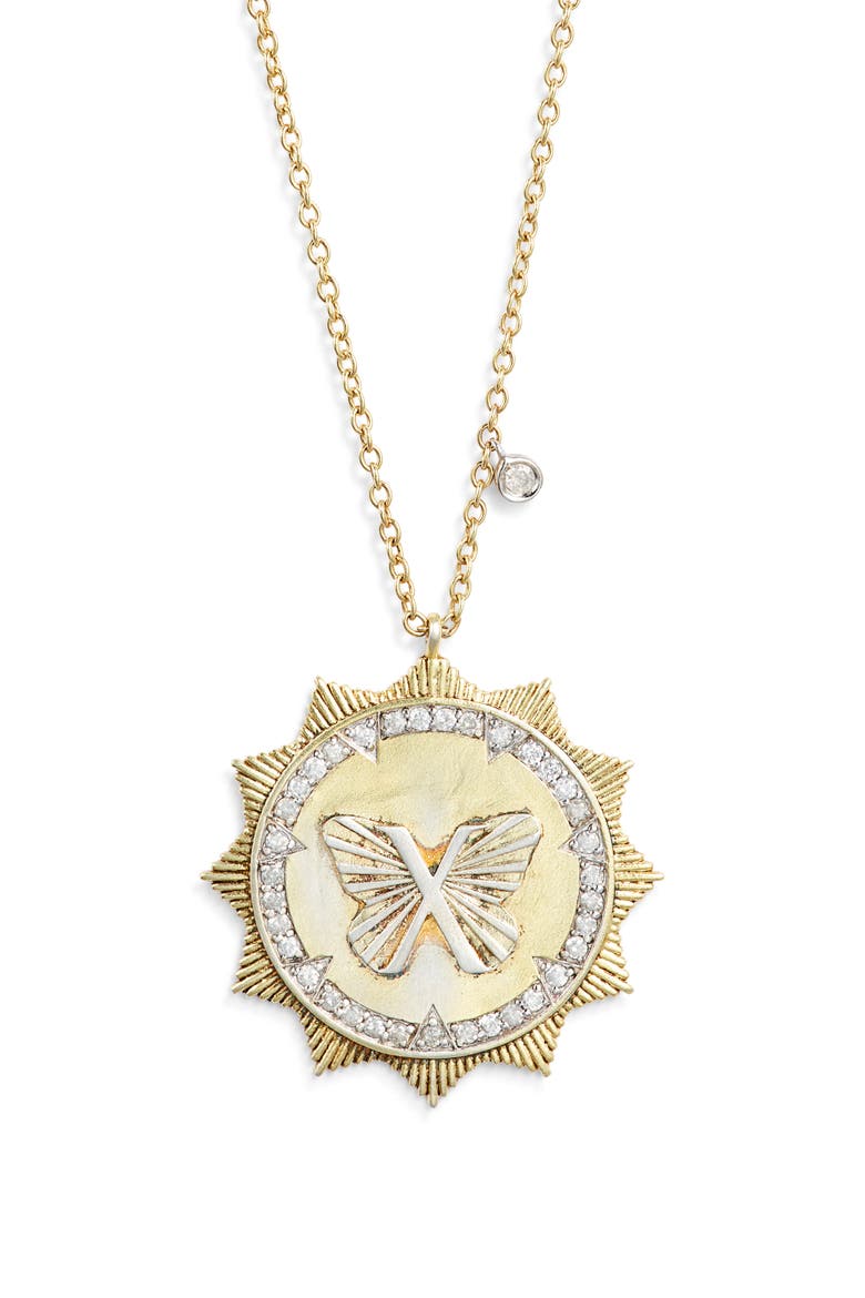 Butterfly Sunburst Pendant Necklace, Main, color, YELLOW