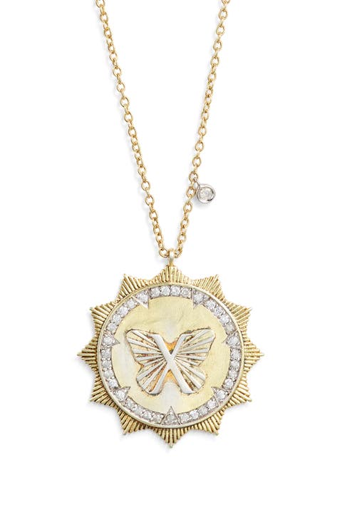 Butterfly Sunburst Pendant Necklace