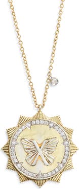 Meira T Butterfly Sunburst Pendant Necklace