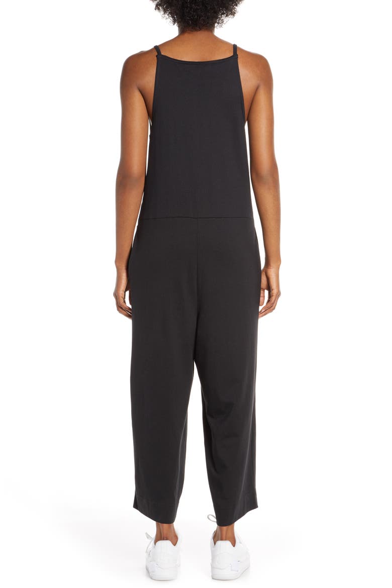 Sportswear Wide Leg Jumpsuit, Alternate, color, BLACK/ BLACK/ WHITE