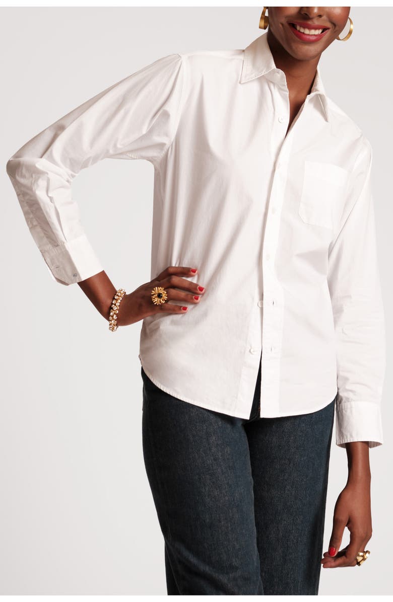 Frances Valentine Perfect White Button Down Cotton Poplin, Main, color, 
