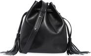BCBG Tasseled Faux Leather Bucket Bag